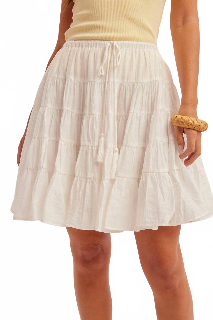 NEW HEM & THREAD women's tiered midi skirt in white